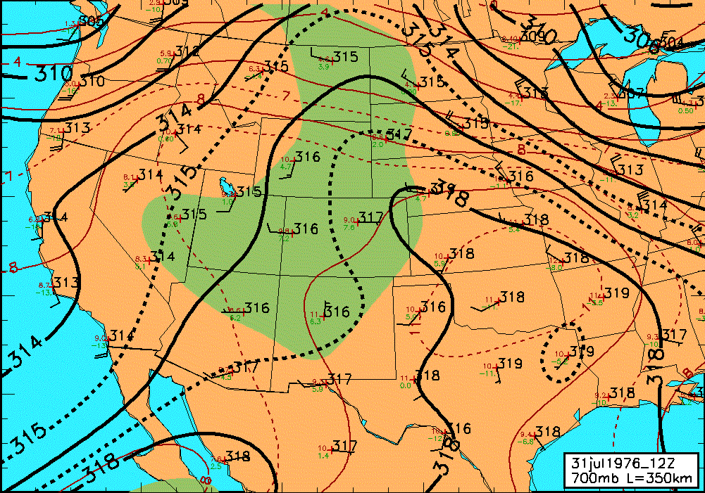 31 July 1976 1200 GMT 700 mb Analysis L=350_1-pass